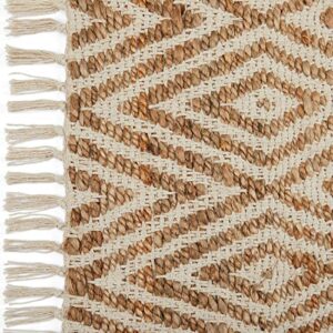 Pebble & Crane - Durham Rug - Woven Throw Rug - Jute and Cotton - Area Rug for Kitchen, Living Room, Bedroom, and More - Solid Trim - 6’ x 9’ - Natural and Beige