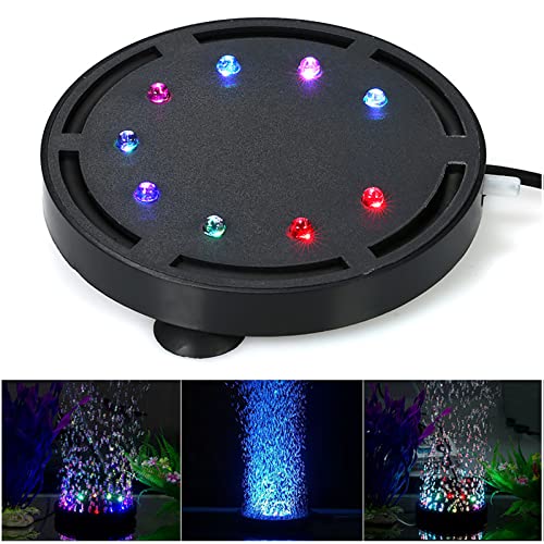 Gouccpu 9 LED Beads Submersible Fish Tank Bubble Light Air Stone Aquarium Decoration Fish Tank Aquarium Accessories Bubbler Underwater Round Small Bubbles Lamp Connect to air Pump (q9)