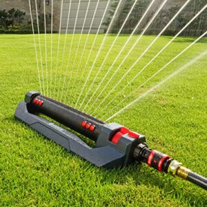 Eden Turbo Oscillating Sprinkler for Large Yard and Lawn W/Quick Connector Starter Set 96212 Covers up to 4,499 sq. ft., black/red