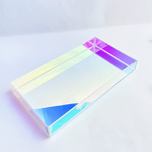 Lemonadeus Acrylic Tray Iridescent Makeup Tray Acrylic Bathroom Tray Lucite Tray Holographic Decor Tray Rainbow Tray (Rainbow)