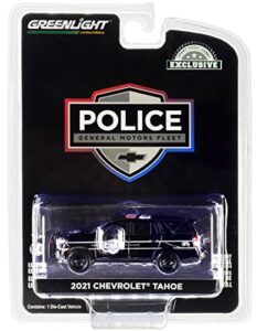 2021 chevy tahoe police pursuit vehicle (ppv) black general motors fleet hobby exclusive 1/64 diecast model car by greenlight 30293, adults unisex
