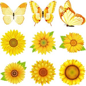 45 pieces spring sun flower cutouts, creative springtime flowers accents butterfly gerbera daisy bulletin board classroom decoration for teacher student school birthday, 5.5 x 5.5 inch (vivid style)