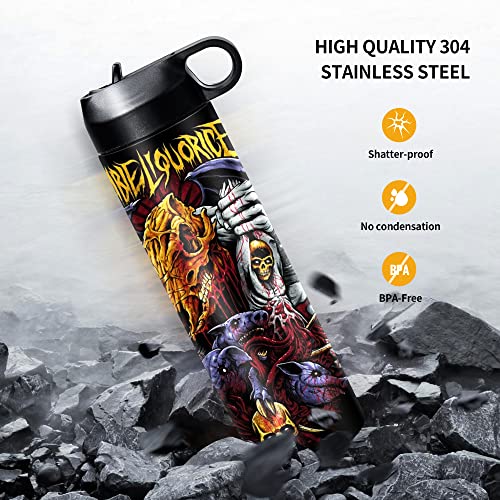 AGH 24oz Insulated Water Bottles Sublimation Tumblers, Stainless Steel Leakproof Water Bottle with Straw, Vacuum Wide Mouth Sports Thermos for Travel, Office, Fitness, Outdoor Activities