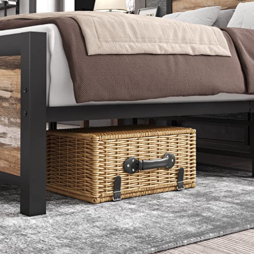 Twin Size Bed Frame with Headboard and Footboard, Farmhouse Twin Metal Platform Bed Frame with Strong Slat Supports Mattress Foundation, No Box Spring Needed, Noise Free, Under Bed Storage, Twin