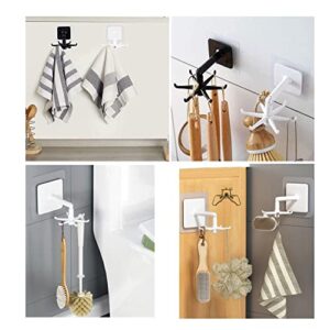 AMOTIE Hooks for Hanging, 360° Rotating Folding Hook, 2 Pack Under Cabinet Utensil Holder with 6 Hooks Utility Hook Kitchen Towel Hooks Suction Cup Hook for Bathroom, Cabinet Hook for Hanging (Black)