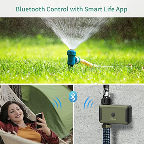 Bluetooth Sprinkler Timer, Diivoo Smart Water Timer for Garden Hose, Up to 20 Separate Watering Schedules, Rain Delay and Manual Watering