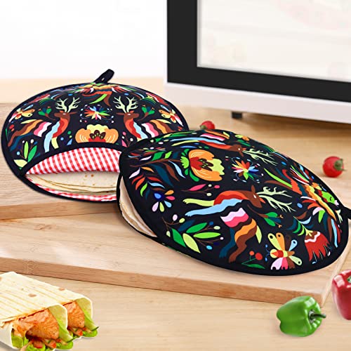 ZKOO Tortilla Warmer Pouch 12-Inch, Insulated Tortilla Holder -Microwavable Use Fabric Bag to Keep Food Warm.Ideal for Tortillas & Breads! (1, Black)