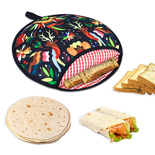 ZKOO Tortilla Warmer Pouch 12-Inch, Insulated Tortilla Holder -Microwavable Use Fabric Bag to Keep Food Warm.Ideal for Tortillas & Breads! (1, Black)