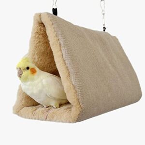 litewoo bird cotton bed hammock toy, warm soft plush double access bird tent nest for parrot parakeet cockatiel cockatoo budgie lovebirds (m/beige)