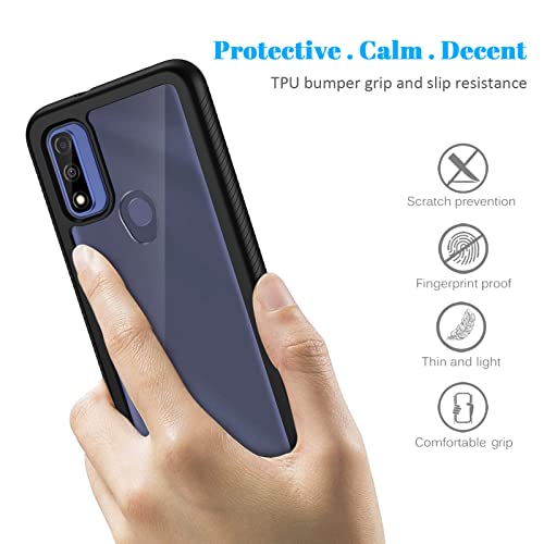 Seacosmo Moto G Pure Case - Full Body Shockproof, Slim & Lightweight with Built-in Screen Protector, Black & Clear