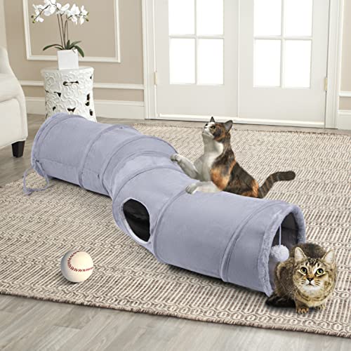 EGETOTA Cat Tunnel for Indoor Cats, with Play Ball S-Shape Collapsible Cat Play Tube Toys, Puppy, Kitty, Kitten, Rabbit