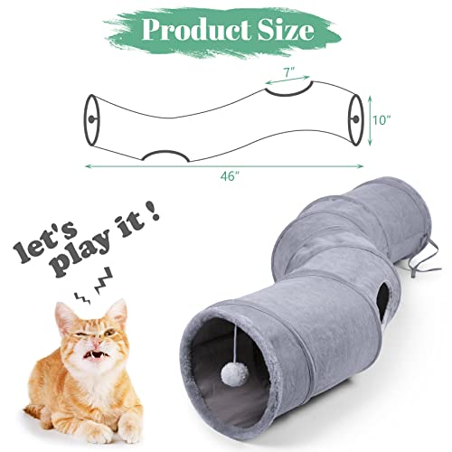 EGETOTA Cat Tunnel for Indoor Cats, with Play Ball S-Shape Collapsible Cat Play Tube Toys, Puppy, Kitty, Kitten, Rabbit