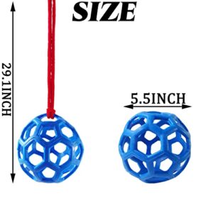 NSBELL 2PCS Horse Treat Ball Hay Feeder Toy, Goat Feeder Ball Hanging Feeding Toy for Horse Goat Sheep Relieve Stress (Blue)