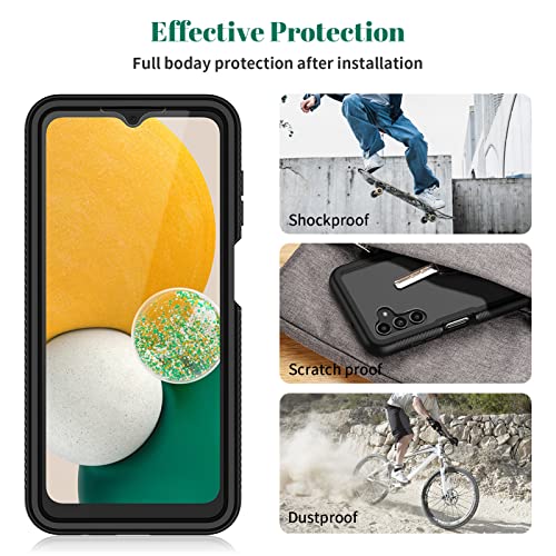 seacosmo for Samsung A13 5G Case, Full Body Shockproof Cover [with Built-in Screen Protector] Slim Fit Heavy Duty Lightweight Bumper Protective Phone Case for Samsung Galaxy A13 6.5 Inch - Black/Clear