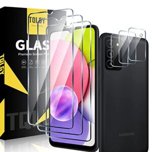tqlgy 3 pack screen protector for samsung galaxy a03s with 3 pack camera lens protector, tempered glass film, 9h hardness - hd - bubble free - anti-scratch - easy installation