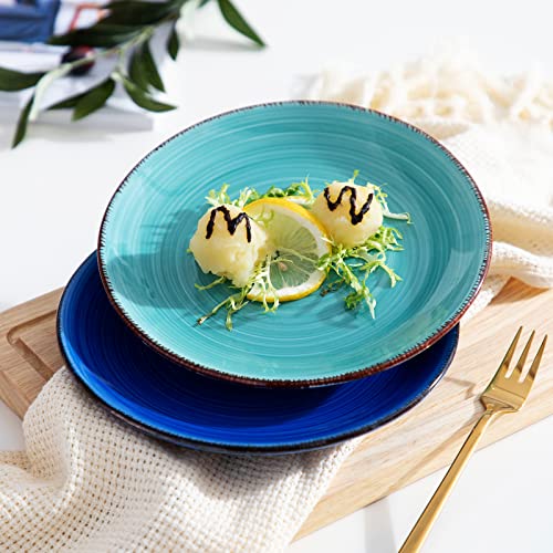 vancasso Bonita Blue Salad Plate Set of 6, 7.5 Inch Ceramic Dinner Plate, Dishwasher and Microwave Safe