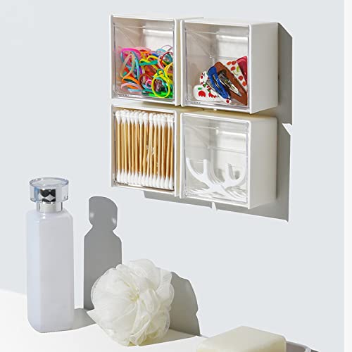 VALINK Holder Dispenser for Cotton Ball, Wall-mounted Flip-top Organizer Multifunctional No Drilling Cotton Buds & Make Up Pad Dispenser for Home & Office (1PC/3PCs)