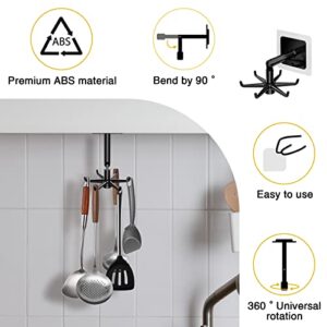 2 Pcs Rotating Folding Hook, 360° Cabinet Hooks, Self-Adhesive 180° Vertical Flip Hook for Home Kitchen Bathroom etc, No Drilling Hanger Hook, Save Space