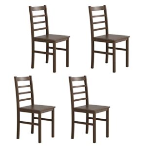 giantex dining chairs set of 4, easy to assemble, farmhouse style, sturdy wooden traditional kitchen dining room chairs, walnut