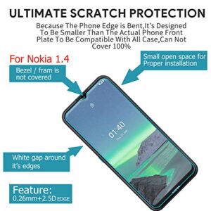 Ytaland for Nokia 1.4 Case, with 2 x Tempered Glass Screen Protector. Crystal Clear Silicone Shockproof TPU Bumper Protective Phone Case Cover