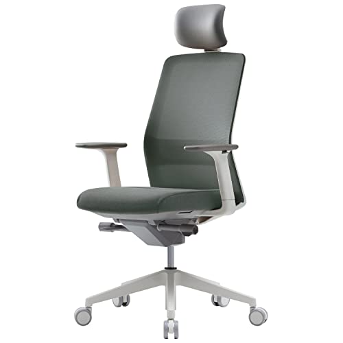 SIDIZ T40 Smart Ergonomic Office Chair : Home Office Chair with Easy Adjustments, Headrest, Lumbar Support, 3D Armrests, Seat Depth, Mesh Back Computer Desk Chair, Alternative Gaming Chair (Gray)