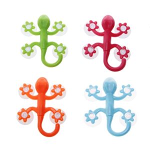 SANGHAI 1 Pcs Bathroom Hanger Gecko Powerful Plastic Four Suction Cups Hook Wall Hanger Decoration Bathroom Random