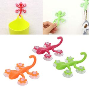 SANGHAI 1 Pcs Bathroom Hanger Gecko Powerful Plastic Four Suction Cups Hook Wall Hanger Decoration Bathroom Random