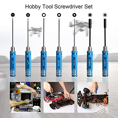 12Pcs RC Car Tools Kits Screwdriver Set (Hex, Phillips, Flat) Pliers Socket Wrench Hobby Tools Kits for Traxxas Arrma RC Car Drone Airplane Helicopter Vehicle Multirotors Models Repair Tool (Blue)