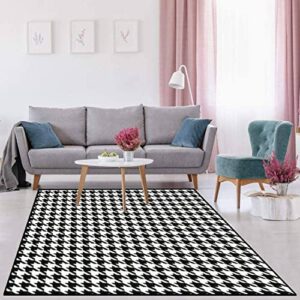 Indoor/Outdoor Area Soft Rug Black and White Houndstooth Tartan Seamless Tile Monochrome High Floor Rugs Table Chair Mats Home Living Room Coffee Table Non-Slip Carpet Home Decoration Gifts