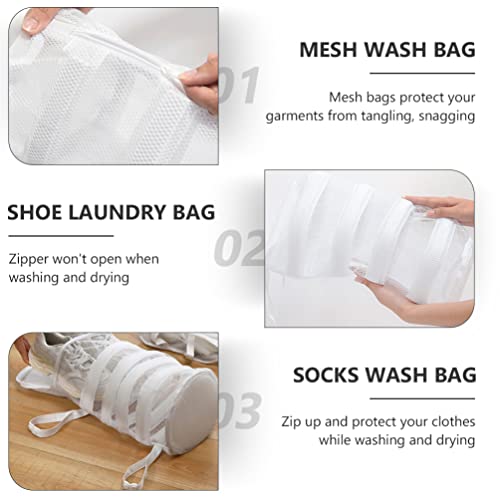 SOLUSTRE Mesh Laundry Bags 3 Pcs Shoes Wash Bags Sneaker Mesh Washing Bag Travel Shoes Bag Keep Cloth Shape in The Washer for Shoes Socks Home Dorm Supplies Portable Dryer