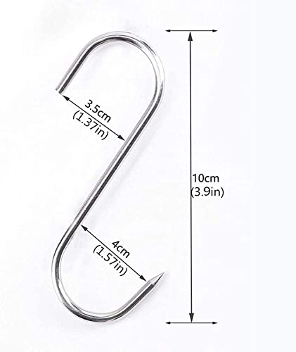 jeoyswe Meat Hook (4inch 4mm) Smoker Hooks Stainless Steel 304, Meat Hooks Processing for Sausage, Beef ,Bacon, Poultry, Deer, Moose