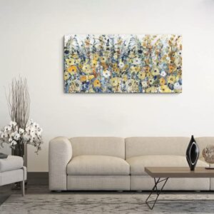 Yuegit Contemporary Flowers Canvas Wall Art : Paintings for Wall Decorations Abstract Wall Art Wall Paintings for Living Room Home Office Ready to Hang 20X40Inch