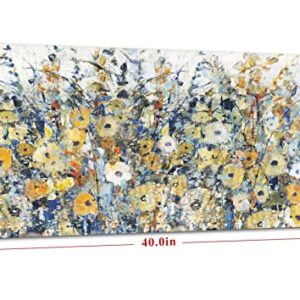 Yuegit Contemporary Flowers Canvas Wall Art : Paintings for Wall Decorations Abstract Wall Art Wall Paintings for Living Room Home Office Ready to Hang 20X40Inch