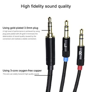 okcsc 4.4mm Upgrade Replacement Cable for Hifiman Sundara/ANANDA-BTHE4XX/HE-400i/560/OneOdio Pro-10 Headphone Gold-Plated Dual 3.5mm Jack Male Cable for Sony NW-ZX300A/ZX505WM1Z/FiiO M11 Plus 4.3ft