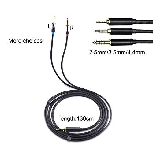 okcsc 4.4mm Upgrade Replacement Cable for Hifiman Sundara/ANANDA-BTHE4XX/HE-400i/560/OneOdio Pro-10 Headphone Gold-Plated Dual 3.5mm Jack Male Cable for Sony NW-ZX300A/ZX505WM1Z/FiiO M11 Plus 4.3ft