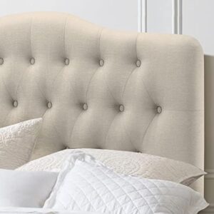 Rosevera Givanna Adjustable Heigh Headboard with Linen Upholstery and Button Tufting for Bedroom, Twin, Beige