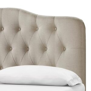 Rosevera Givanna Adjustable Heigh Headboard with Linen Upholstery and Button Tufting for Bedroom, Twin, Beige