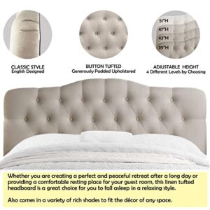 Rosevera Givanna Adjustable Heigh Headboard with Linen Upholstery and Button Tufting for Bedroom, Twin, Beige