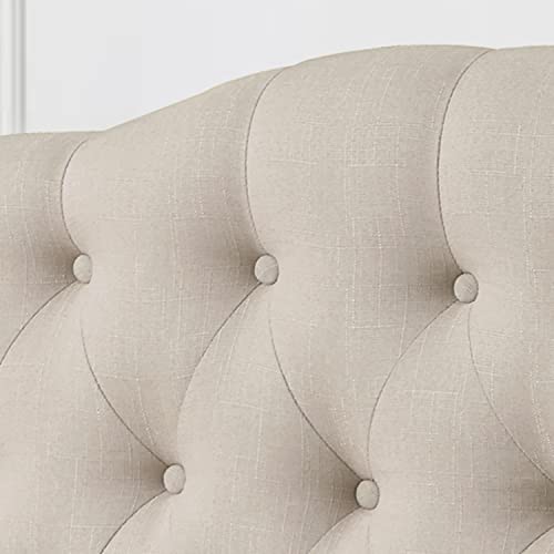 Rosevera Givanna Adjustable Heigh Headboard with Linen Upholstery and Button Tufting for Bedroom, Queen, Beige