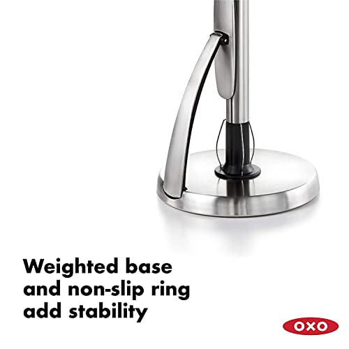 OXO Good Grips SimplyTear Standing Paper Towel Holder, Brushed Stainless Steel (2 Pack)