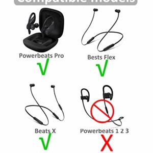 8 Pairs Powerbeats Pro Ear Tips Buds, 4 Size Replacement Soft Flexible Fit in Case Noise Reduce Silicone Rubber Gel Earbuds Eartips Wing Skin Accessories Compatible with Beats Flex/BeatsX - Black