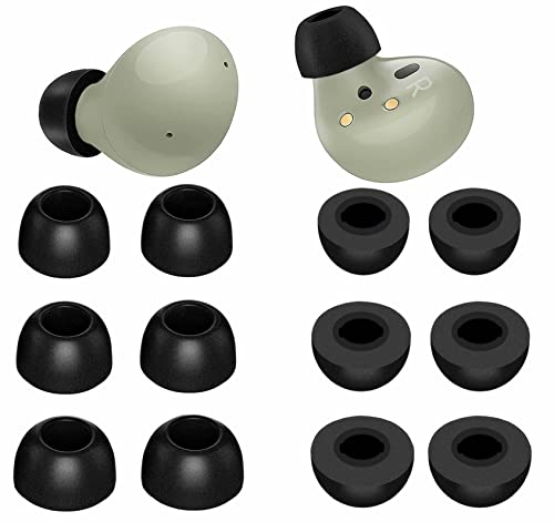 6 Pairs Galaxy Buds 2 Pro/Galaxy Buds 2 Memory Foam Ear Tips Buds, S/M/L Reduce Noise Fit in Case Comfortable No Silicone Pain Compatible with Samsung Galaxy Buds 2 / Galaxy Buds 2 Pro - Black