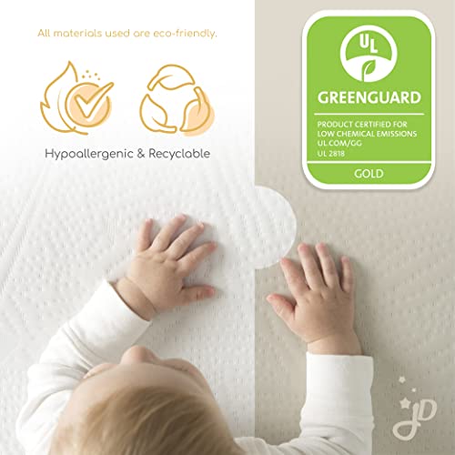 Juniper Dreams Mini Crib Mattress | 2-Stage Dual Firmness | Infant and Toddler Bed Mattress | Hypoallergenic and Water-Repellent | Greenguard Gold Certified Baby Bed Mattress for Cribs