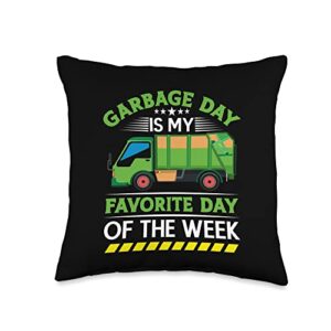 garbage truck costume for kids | toddler gifts garbage favorite day of the week kids throw pillow, 16x16, multicolor