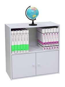 kb designs- 2 door storage bookcase with open shelf, white