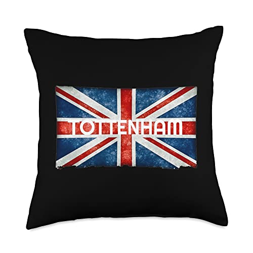 Tottenham England Union Jack Flag Tottenham England UK Flag Throw Pillow, 18x18, Multicolor