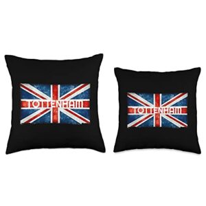 Tottenham England Union Jack Flag Tottenham England UK Flag Throw Pillow, 18x18, Multicolor