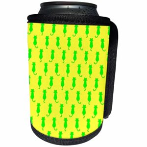 3drose polka dot pet pattern lime green cats on yellow - can cooler bottle wrap (cc_352404_1)