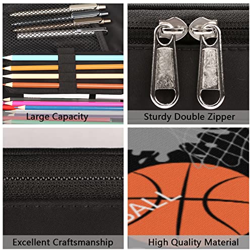 Basketball Pencil Case Basketball Slam Duck Large Capacity Pencil Pouch Simplicity Pencil Box Pencil Bag Pen Case Large Stationery Organizer Bag with Zipper for Kids Boy Girls School Office Supplies