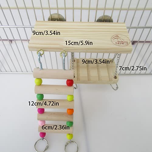 Bird Wooden Playground Stands with Climbing Ladder, Parrot Play Stand for Green Cheeks, Parakeet, Chinchilla, Hamster, Baby Lovebird, Bird Ladders, Bird Cage Toys Set